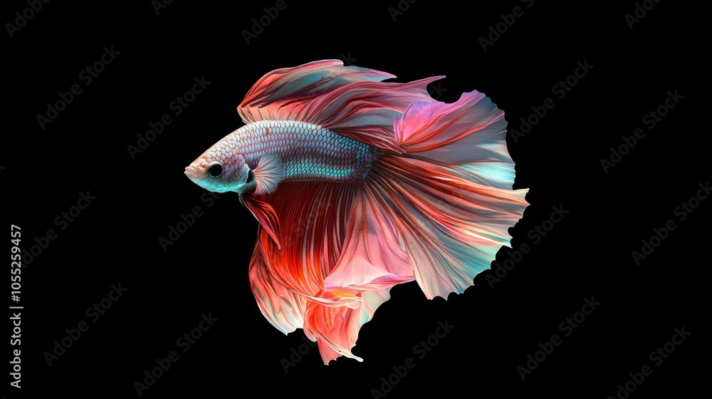 Vibrant Betta Splendens on Solid Color Background Vibrant Betta Splendens on Solid Color Background
