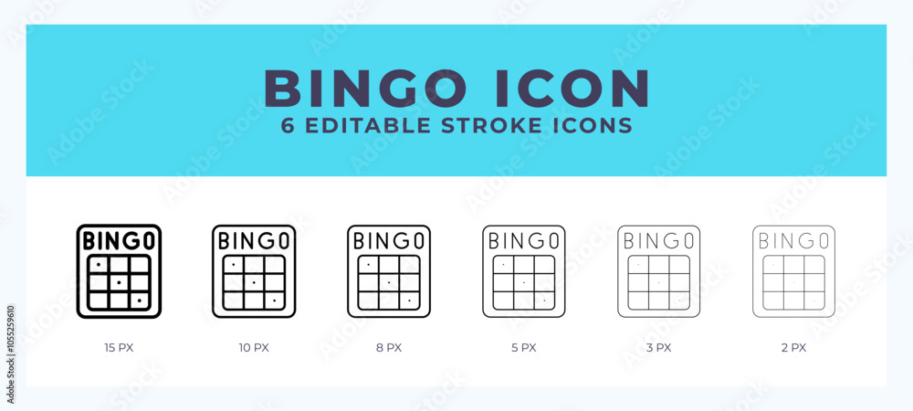 Bingo icon symbol. Logo illustration thin line. Bold line vector icons. Editable stroke Bingo icon symbol. Logo illustration thin line. Bold line vector icons. Editable stroke