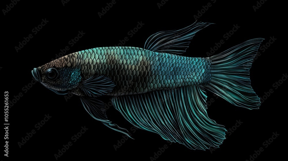 Vibrant Betta Splendens on Solid Color Background Vibrant Betta Splendens on Solid Color Background