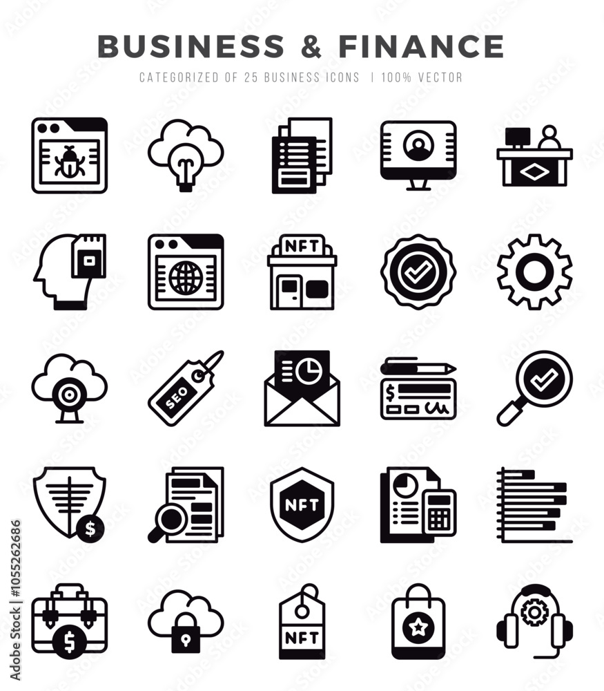 Simple Set of Business & Finance Related Vector Lineal Filled Icons. Simple Set of Business & Finance Related Vector Lineal Filled Icons.