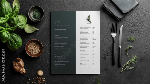 Fototapeta Naklejka Na Ścianę i Meble -  Restaurant Menu and Table Setting