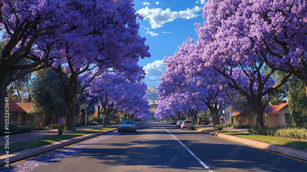 Obraz premium Purple Blue Jacaranda Mimosifolia Bloom in Johannesburg