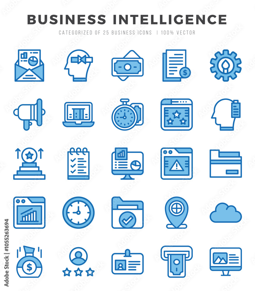 Business Intelligence icons set. Vector illustration. Business Intelligence icons set. Vector illustration.