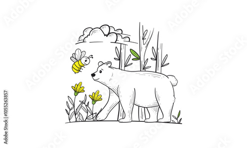 Line art of a land scape