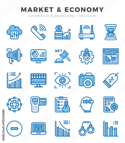Market & Economy Two Color icons. Vector Two Color illustration.