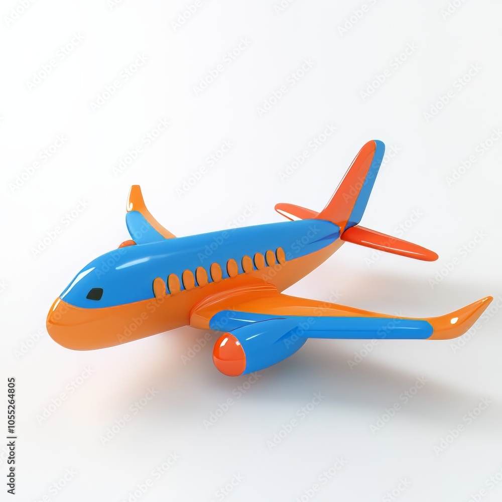 Fototapeta premium Cartoon airplane on a white background