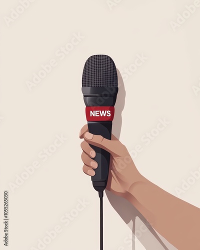 Hand holding a microphone reporting breaking news