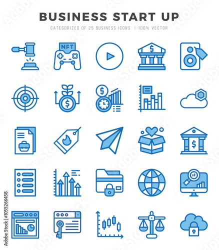 Business Start Up Two Color icons. Vector Two Color illustration.