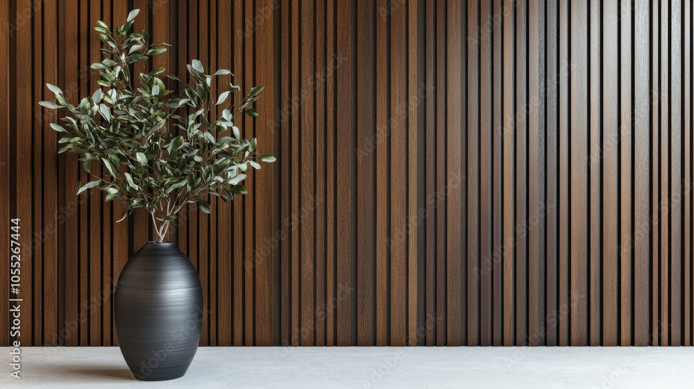 3D rendering of a wooden wall panel mockup in living room 3D rendering of a wooden wall panel mockup in living room