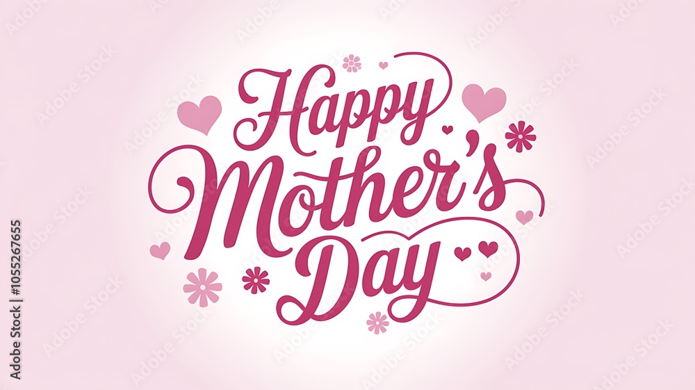 Happy Mother's Day Greeting with Hearts and Flowers Happy Mother's Day Greeting with Hearts and Flowers