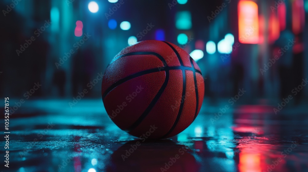 Basketball on the background of a city street Basketball on the background of a city street