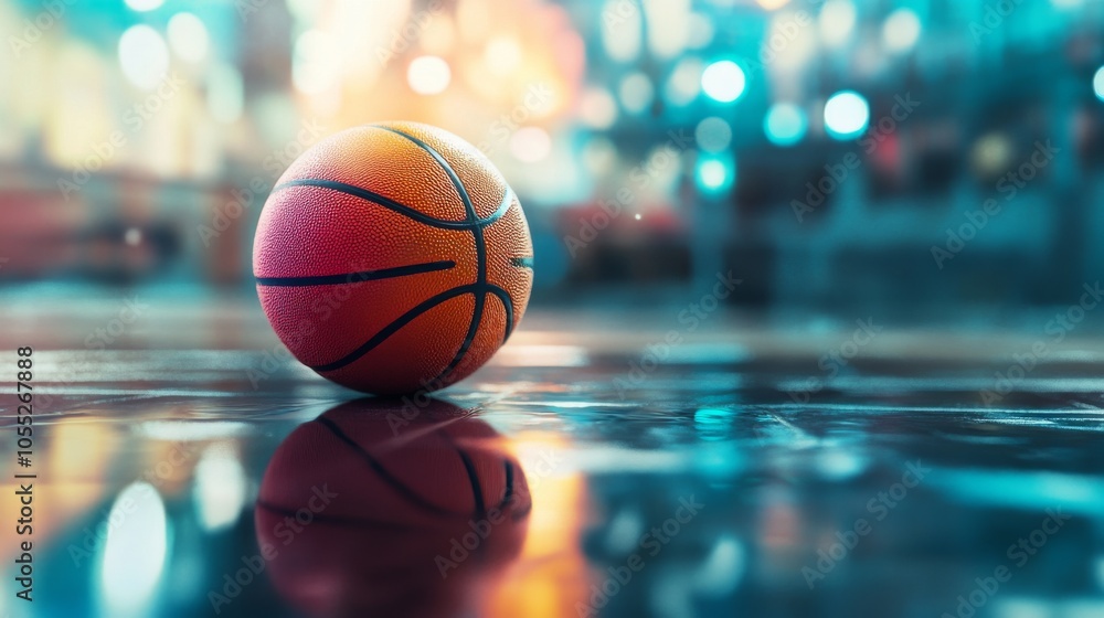 Basketball on the background of a city street Basketball on the background of a city street