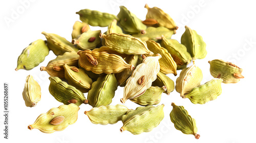 Cardamom Seeds isolated on transparent background, PNG