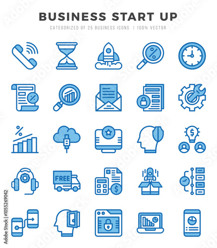 Business Start Up Two Color icons collection. 25 icon set in a Two Color design.