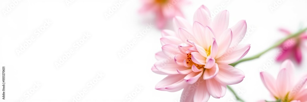 Close-up of a delicate white flower isolated on a white background, beauty, macro Close-up of a delicate white flower isolated on a white background, beauty, macro