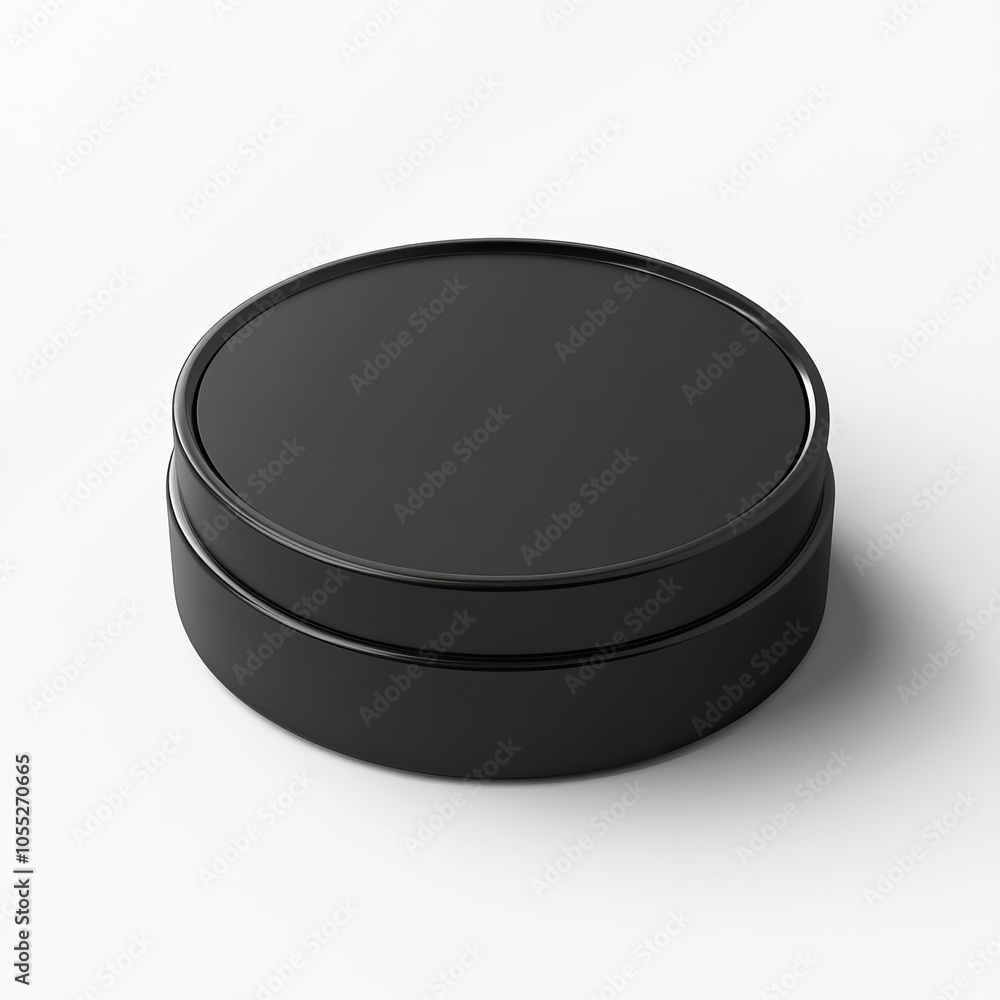 A sleek, round black container with a smooth surface, ideal for storing various items or serving as a minimalist decorative piece. A sleek, round black container with a smooth surface, ideal for storing various items or serving as a minimalist decorative piece.