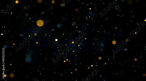 Abstract Bokeh Background with Golden and Blue Lights, sparkle, glitter, night, festive, celebration