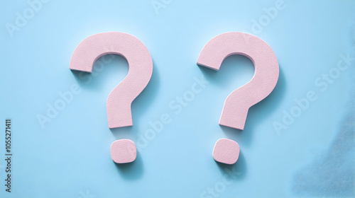 Two Pink Question Marks on a Blue Background, questions, query, queries, ask, asking