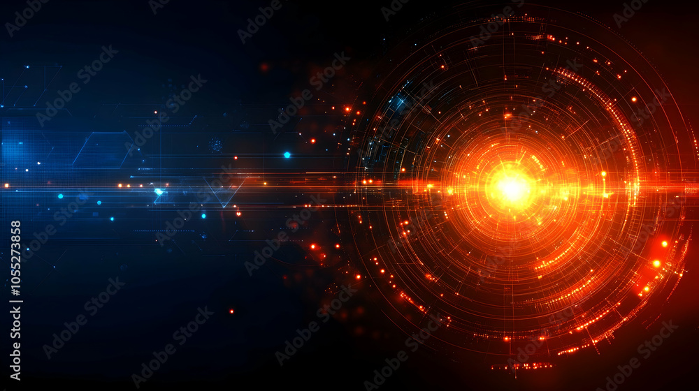 Fototapeta premium Abstract technology background with glowing circle, futuristic, digital, network, data, internet