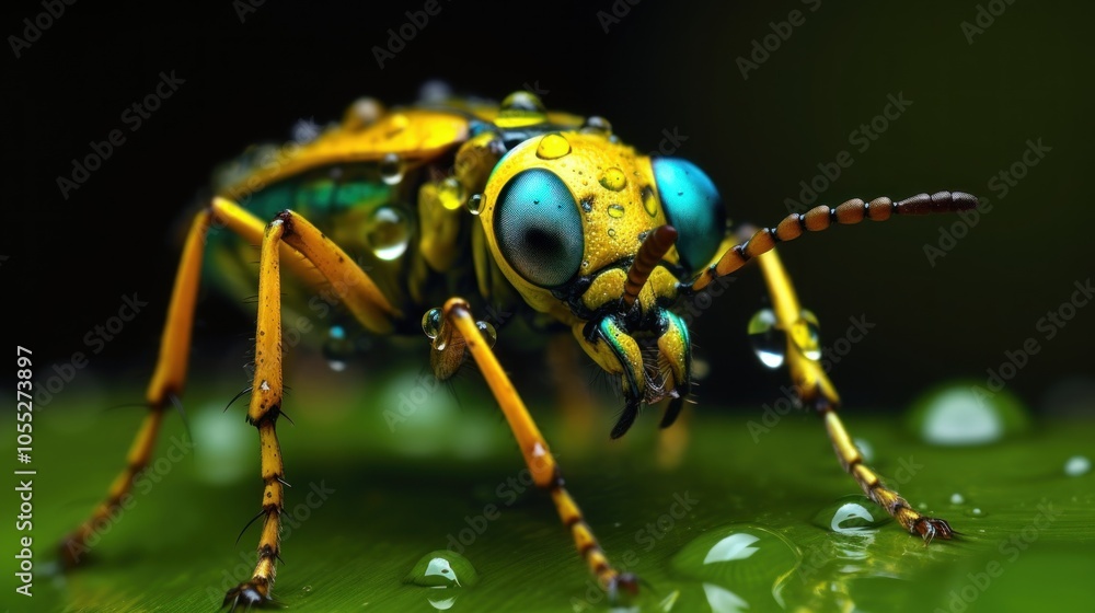 Fototapeta premium A Close-Up of a Colorful Beetle