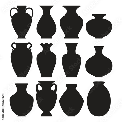 Flower Vase Silhouette Vector Illustration