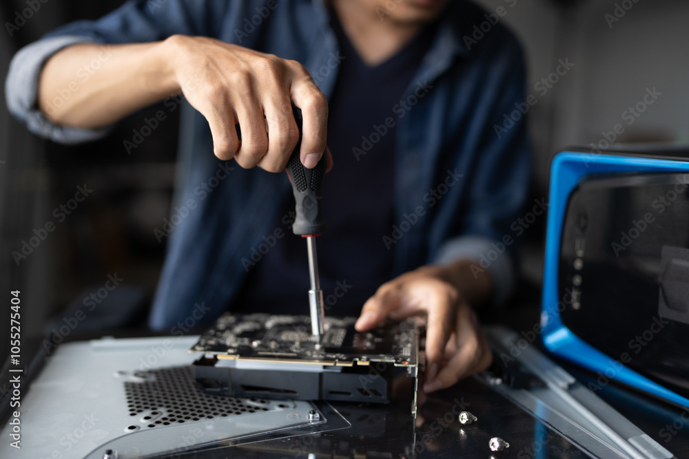 IT Engineer installing Hardware Equipment Development Facility Engineer Maintenance computer Motherboard Electronic repair shop technology business IT Engineer installing Hardware Equipment Development Facility Engineer Maintenance computer Motherboard Electronic repair shop technology business