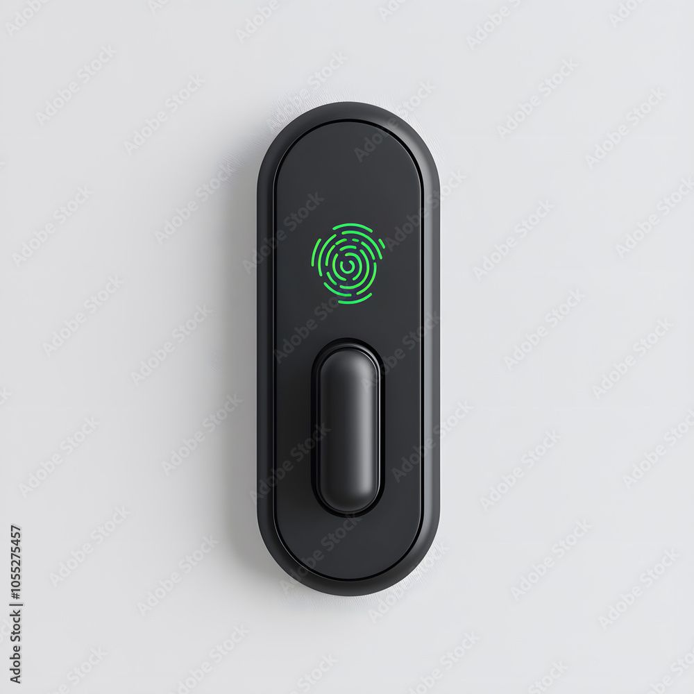 Home security technology. 3d Smart door lock with fingerprint scanner, isolated on white background Home security technology. 3d Smart door lock with fingerprint scanner, isolated on white background
