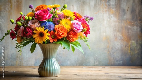 Wallpaper Mural Colorful bouquet of long-stemmed flowers arranged in a decorative vase, celebration, arrangement Torontodigital.ca