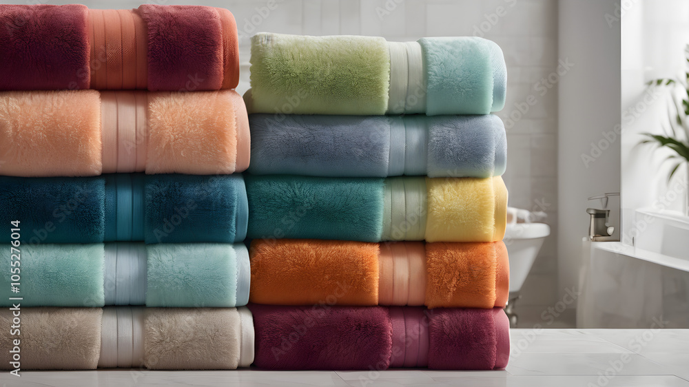 neatly folded colorful towels