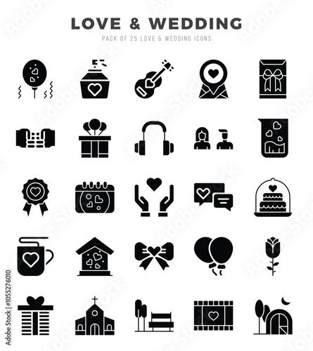 Set of love and wedding icon pack