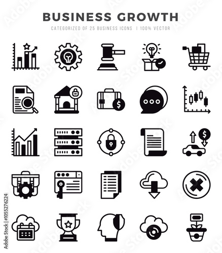 Business Growth Icons bundle. Lineal Filled style Icons. Vector illustration.