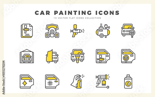 15 Car Painting Two Color icons pack. vector illustration.