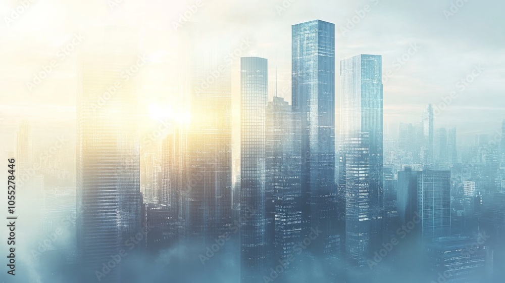 Obraz premium Futuristic Cityscape with Natural Light and High Contrast