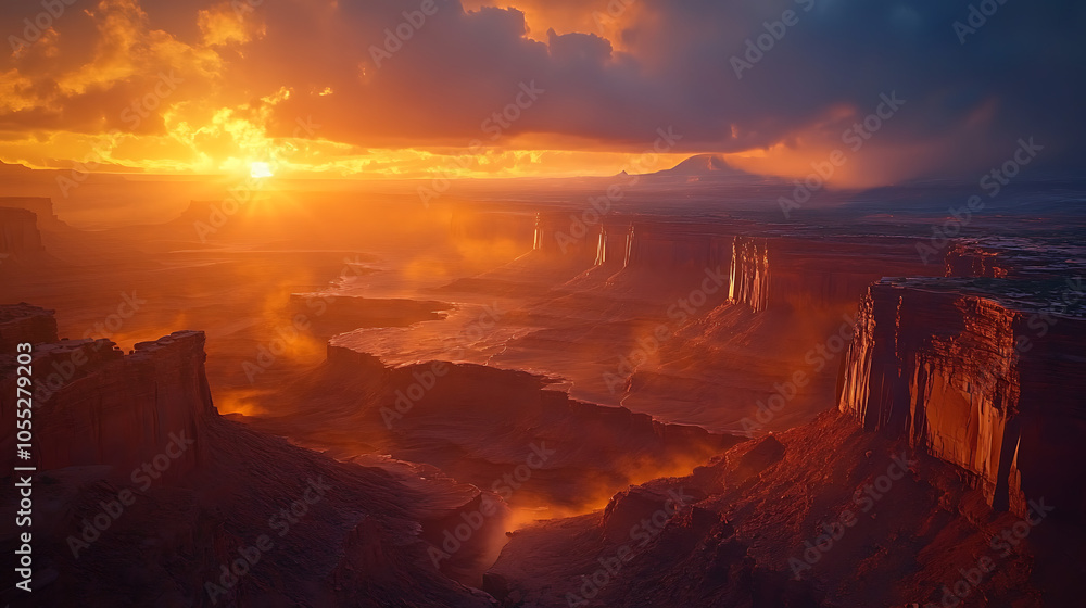 Fototapeta premium Hyperrealistic Landscape with Artistic Sunrise