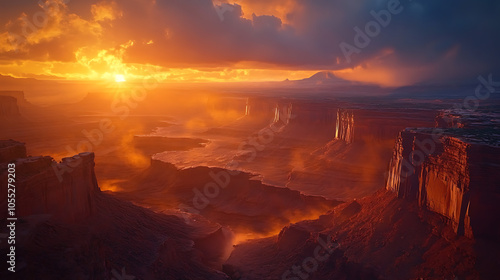 Hyperrealistic Landscape with Artistic Sunrise