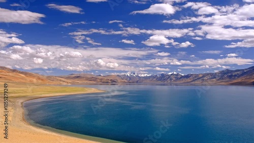 Time lapse of the wonderful high-altitude Tso Moriri lake in Ladakh region, India.