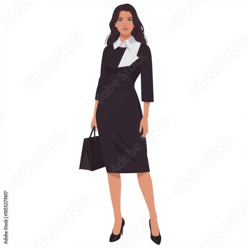 An attractive female lawyer, smiling with her arms crossed and wearing professional attire, standing against a white background. Generative AI.