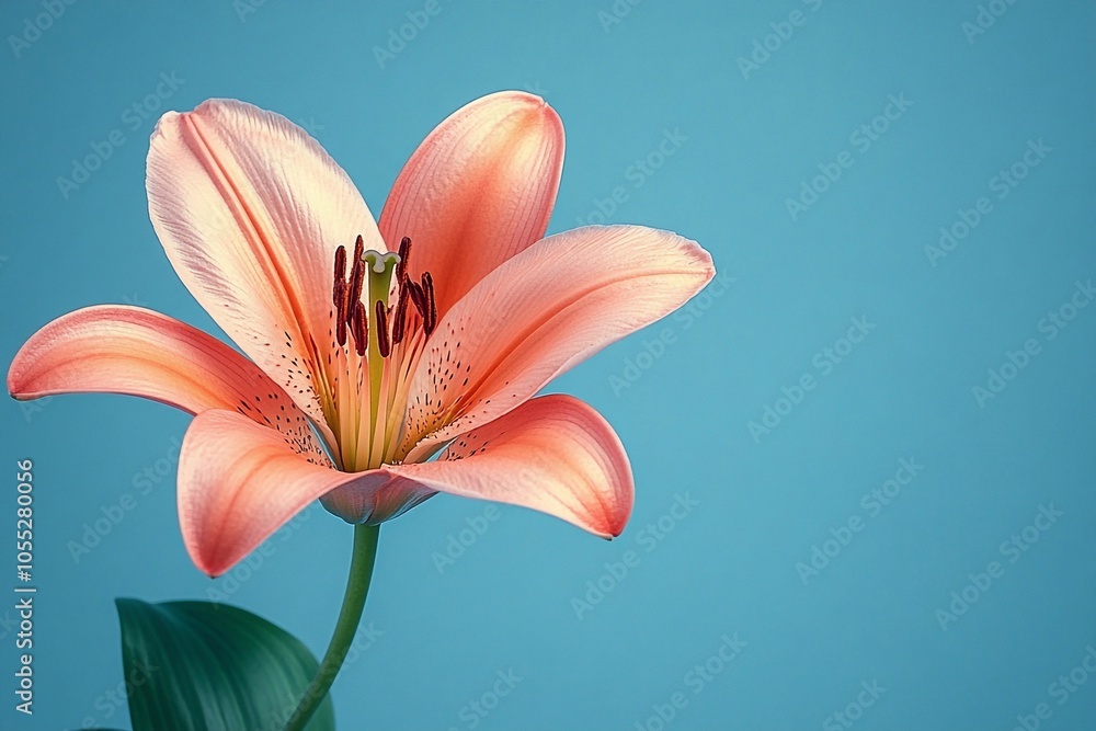 A lily placed to the left on a white background, with a large empty space for text on the right.
A lily placed to the left on a white background, with a large empty space for text on the right.