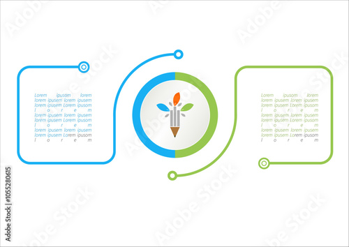 Information graphics with light blue and light green with logo