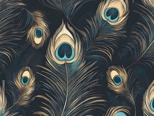 Vibrant Exotic peacock bird feather pattern