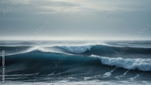 Wallpaper Mural A stunning close-up of a powerful ocean wave, captured in rich shades of blue. The dynamic motion of the water showcases nature's beauty and strength Torontodigital.ca