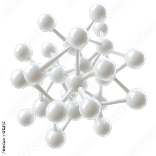 White model of molecules with white spheres on top isolated on a transparent background