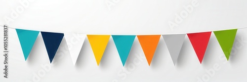 Free Download Modern pennant banner: Clean, simple flags arranged symmetrically on a white background. - GFXLoad