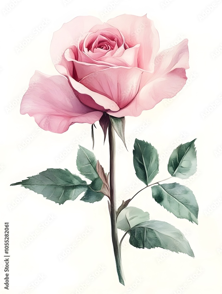 Fototapeta premium Botanical Pink Watercolor Rose Nature Floral Flower 