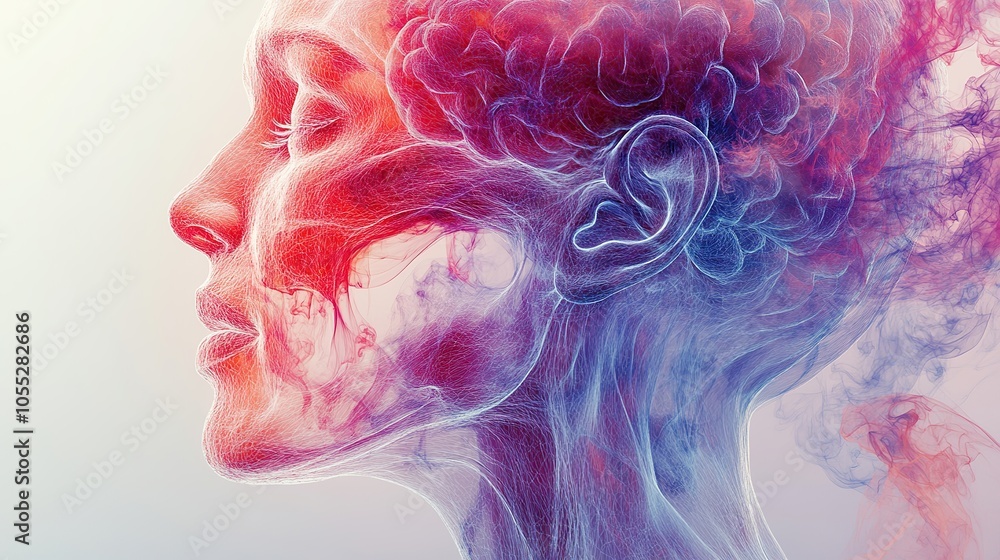 Human head showing brain waves radiating Human head showing brain waves radiating