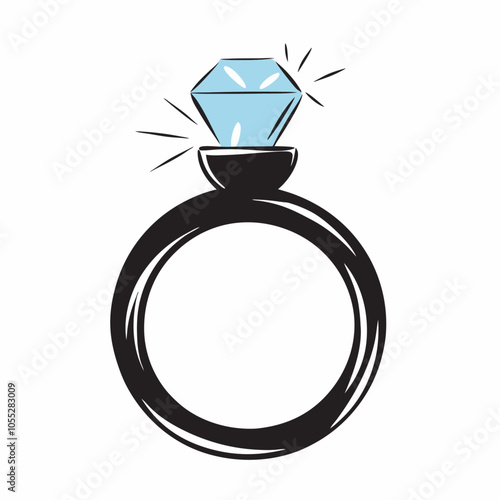 Wedding ring with diamond isolated vector illustration (11)