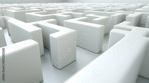 White 3D Maze, labyrinth, puzzle, abstract, design, pattern