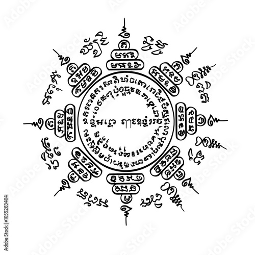 Thai Traditional Tattoo "Paed Tid" or  8 directions. Meaning - Protection From Danger and Fatal Accidents

