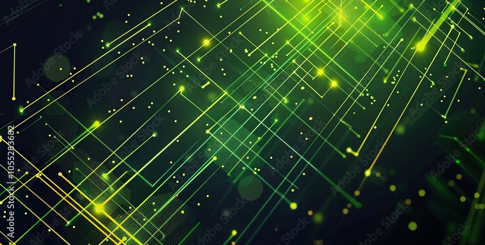 Fototapeta premium Abstract Green and Yellow Network Background