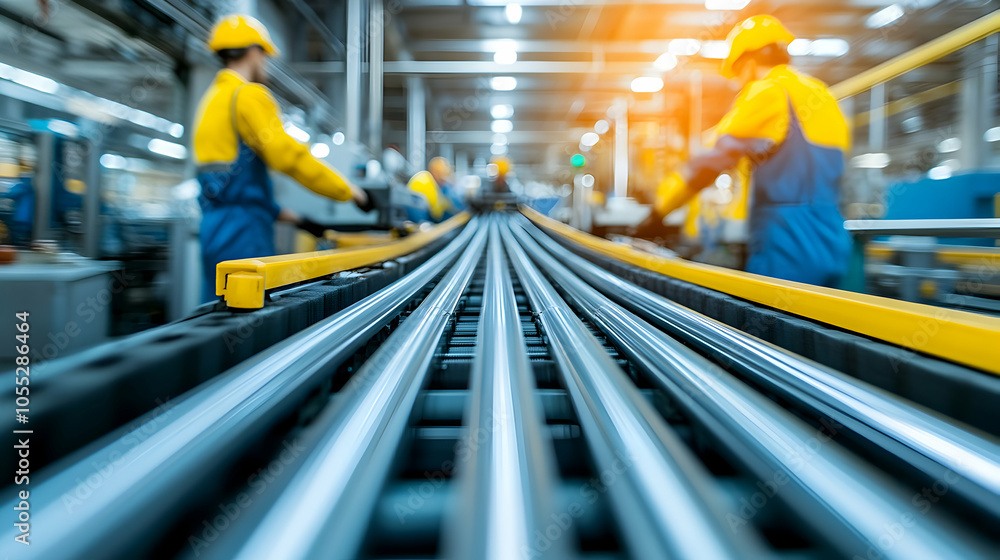 Conveyor Belt in a Factory, industry, production line, manufacturing, workers, assembly line Conveyor Belt in a Factory, industry, production line, manufacturing, workers, assembly line